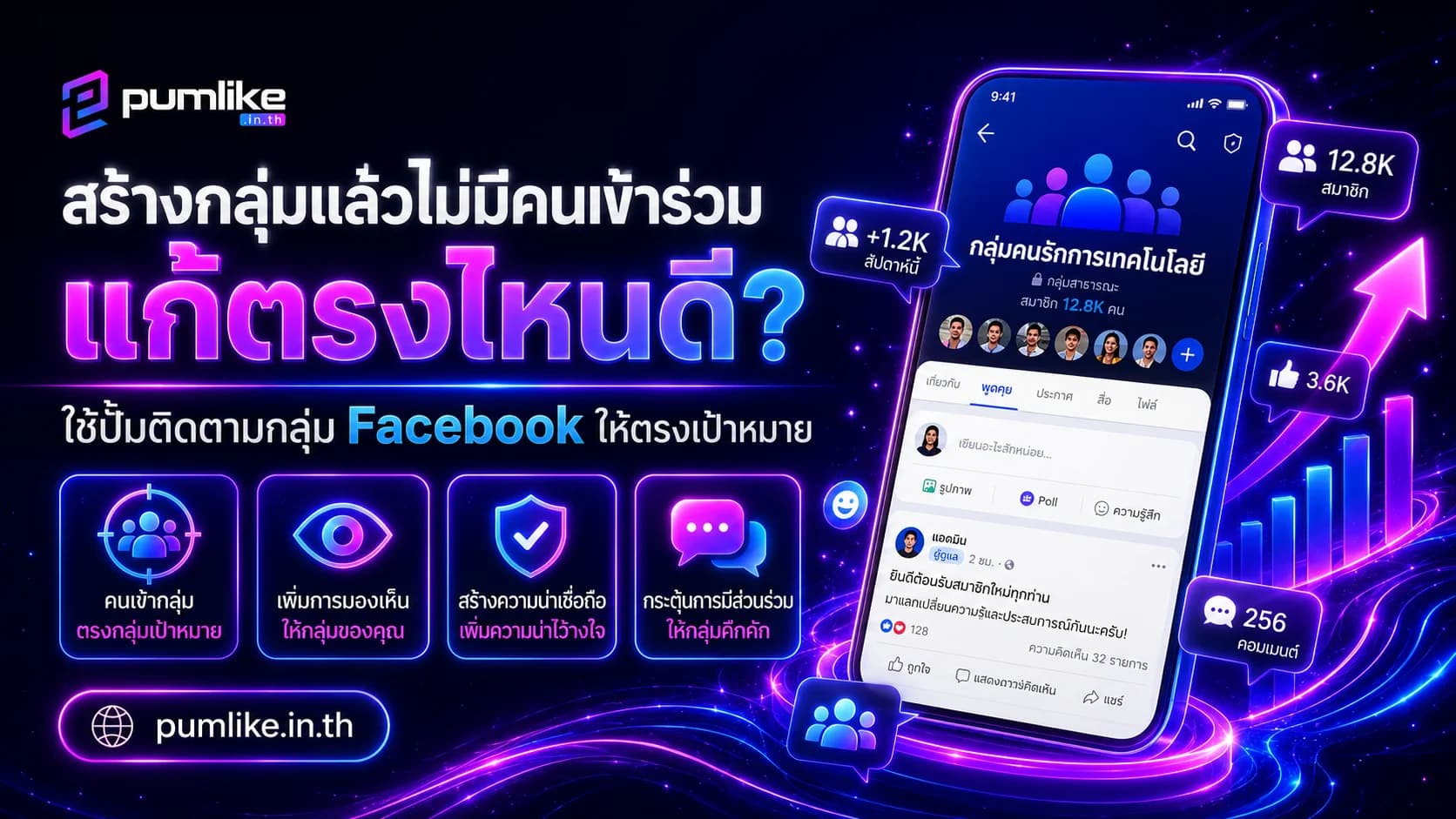 เพิ่มสมาชิกกลุ่ม Facebook เพิ่มคนเข้ากลุ่มด้วย Pumlike.in.th
